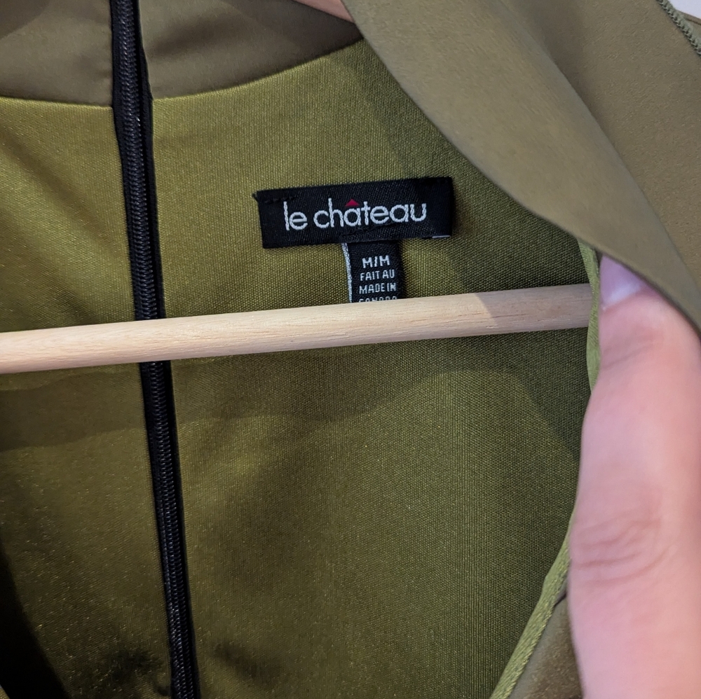 Tastefull Olive and Black High Neck Dress - Picture 2 of 4